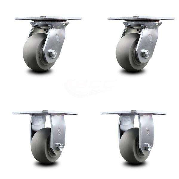 4 Inch Thermoplastic Caster Set with Ball Bearings 2 Swivel 2 Rigid SCC